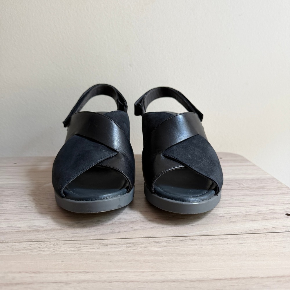 Camper Mixed Leather Suede Block Heel Sandals Black Size 36 - Picture 3 of 6